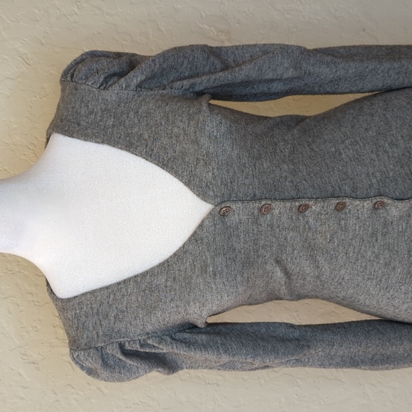 Rachel Rachel Roy Gray Long Puffed Sleeve Button Front Sweater Dress Size Small - Picture 5 of 10